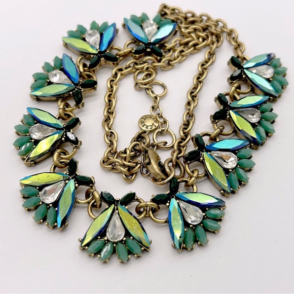 J. Crew Green AB Jeweled Necklace - Picture 1 of 3
